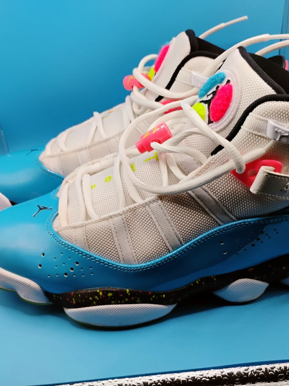 Jordan's 6 Rings White & Blue Basketball Sneakers